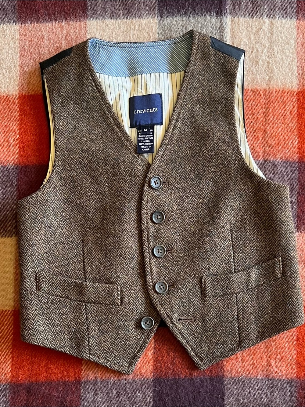 Crewcuts Brown Herringbone Wool  Vest toddler/kids medium